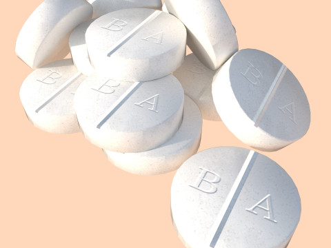 Set of tablets and pills 3D Model