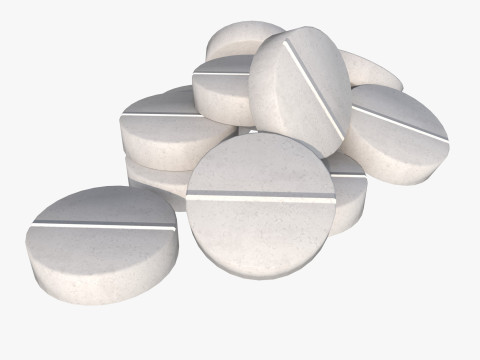 Set of tablets and pills 3D Model