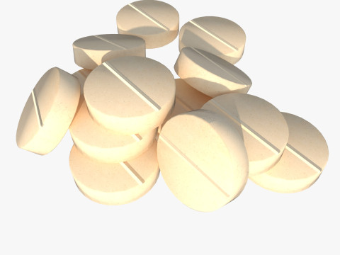 Set of tablets and pills 3D Model