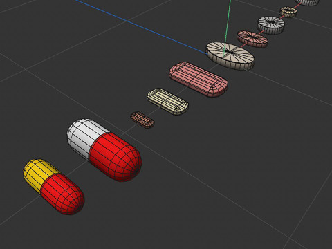 Set of tablets and pills 3D Model