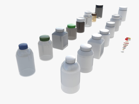 Set of pill bottles 3D Модель