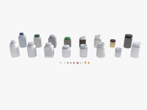 Set of pill bottles 3D Модель