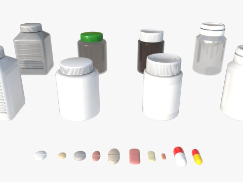Set of pill bottles 3D Модель