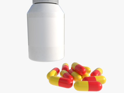 Set of pill bottles 3D Модель