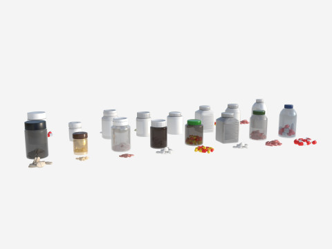 Set of pill bottles 3D Модель