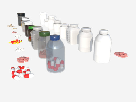 Set of pill bottles 3D Модель