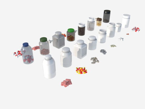 Set of pill bottles 3D Модель