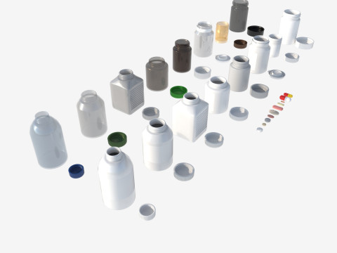 Set of pill bottles 3D Модель