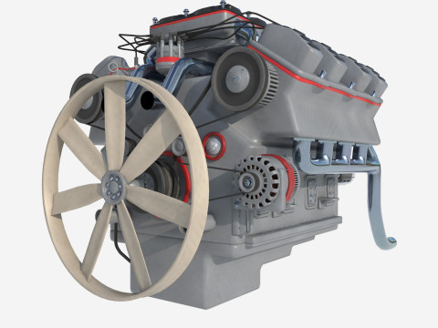 8 cylinder truck engine 3D Modell