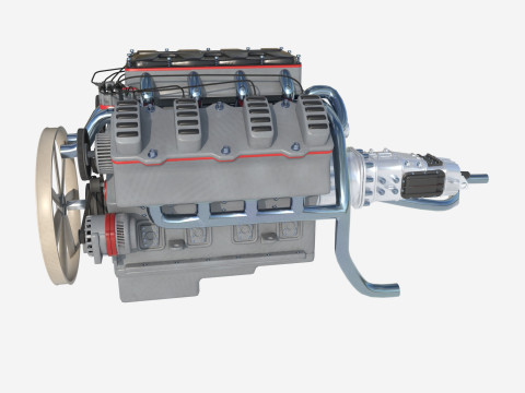 8 cylinder truck engine 3D Model