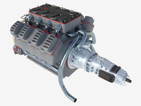 8 cylinder truck engine 3D Model