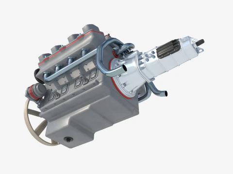 8 cylinder truck engine 3D Model