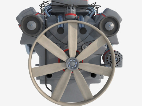 8 cylinder truck engine 3D Model