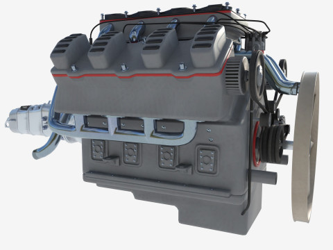 8 cylinder truck engine 3D Model