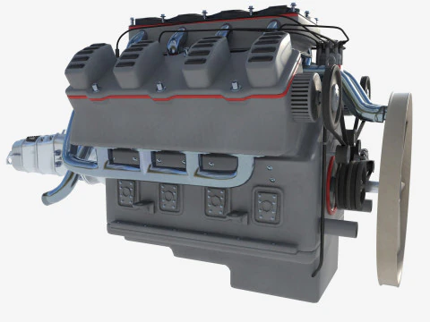 8 cylinder truck engine 3D Model