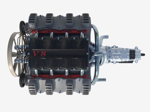 8 cylinder truck engine 3D Model