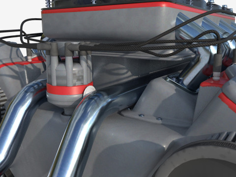 8 cylinder truck engine 3D Model
