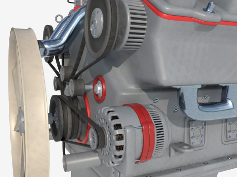 8 cylinder truck engine 3D Model