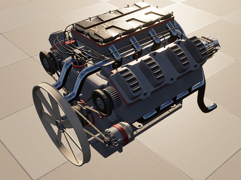 8 cylinder truck engine 3D Model