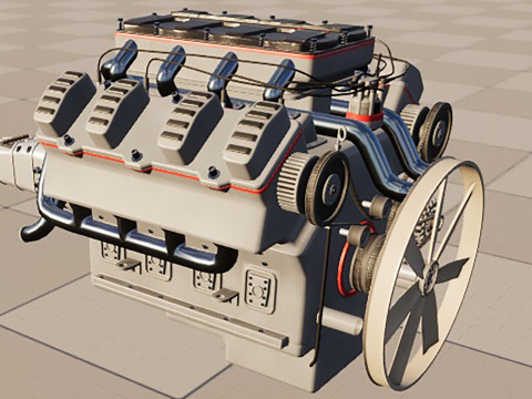 8 cylinder truck engine 3D Model