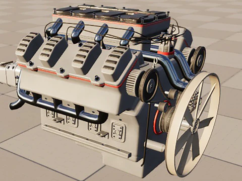 8 cylinder truck engine 3D Model