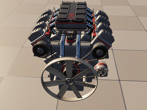 8 cylinder truck engine 3D Model
