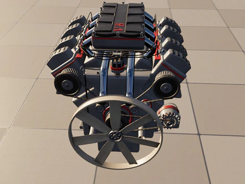 8 cylinder truck engine 3D Model