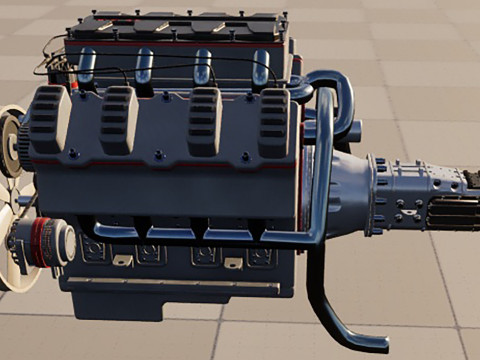 8 cylinder truck engine 3D Model