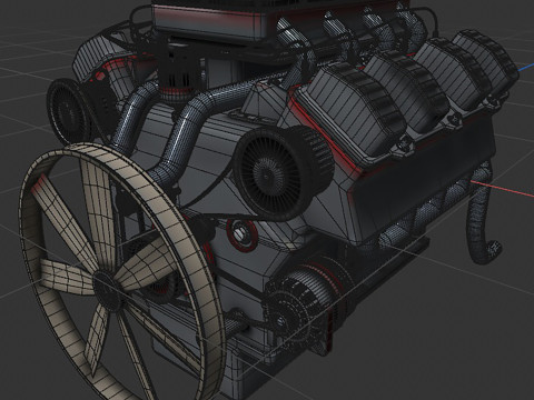 8 cylinder truck engine 3D Model