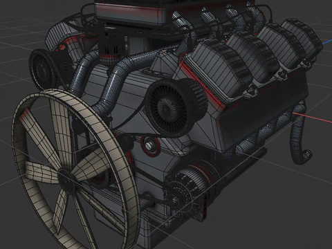 8 cylinder truck engine 3D Model