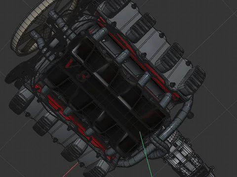 8 cylinder truck engine 3D Model