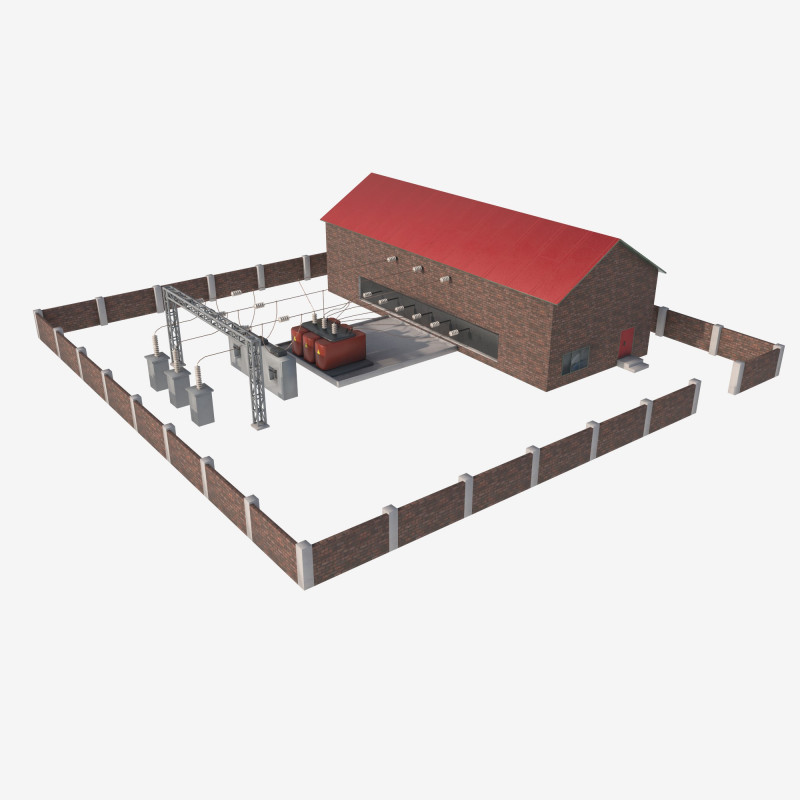 Traction substation 3D Model .c4d .max .obj .3ds .fbx .stl .blend 