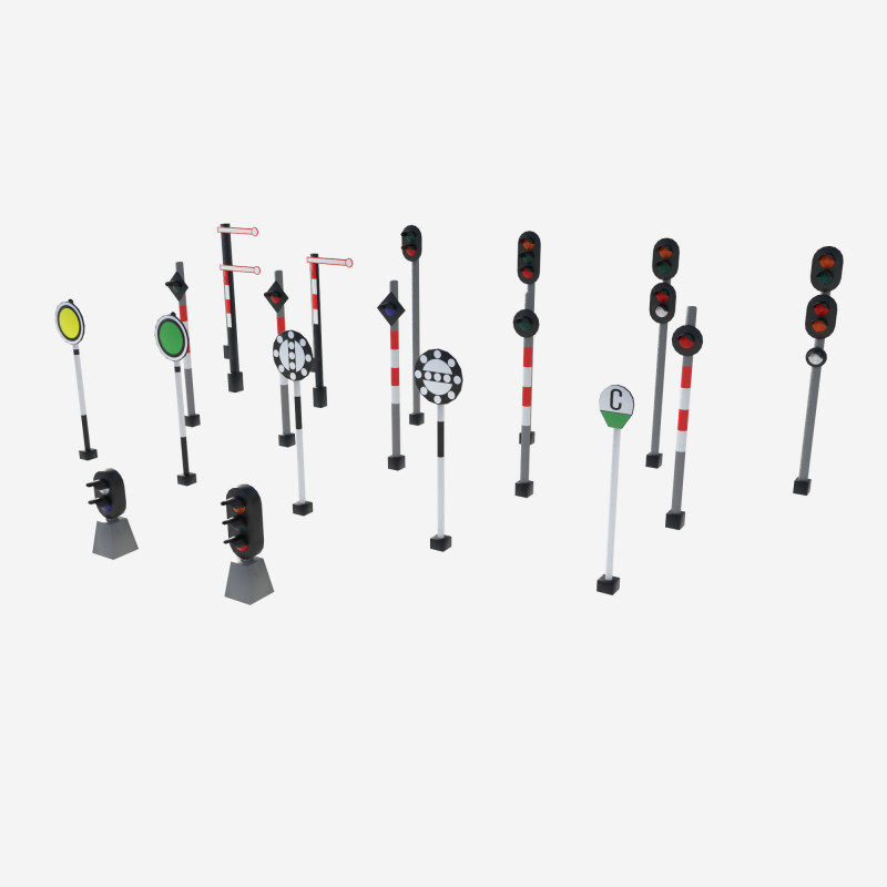 Railway signal 3D 模型 .c4d .max .obj .3ds .fbx .stl .blend 