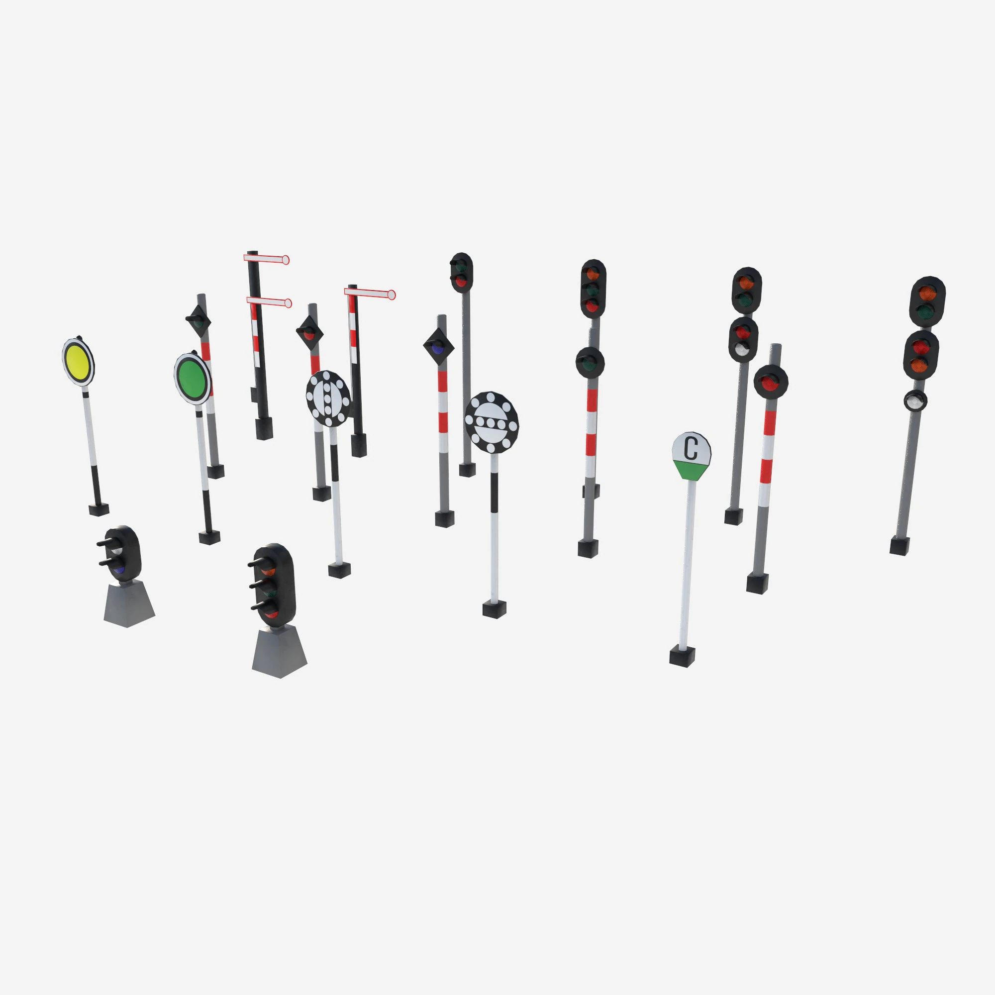 Railway signal 3D Model .c4d .max .obj .3ds .fbx .stl .blend 