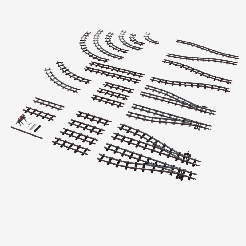 Набір залізничних колій і рейок 3D Модель .c4d .max .obj .3ds .fbx .stl .blend 
