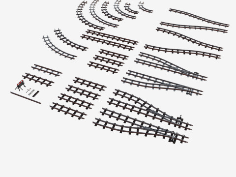 A set of railway tracks and rails 3D Модель