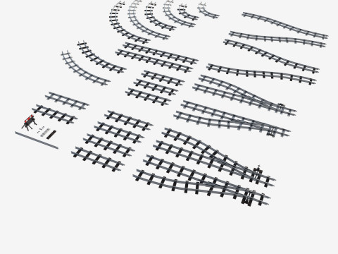 Набір залізничних колій і рейок 3D Модель