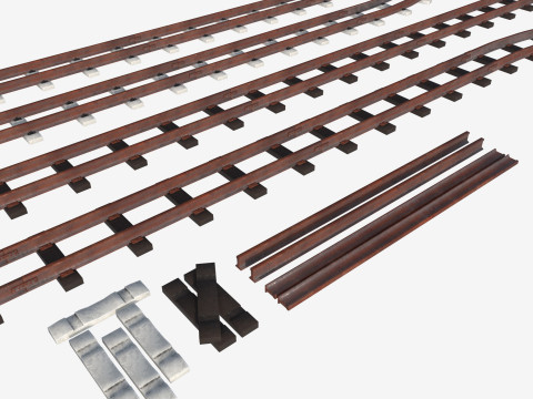 Набір залізничних колій і рейок 3D Модель