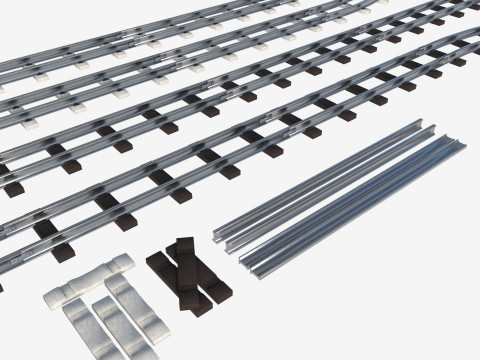 Набір залізничних колій і рейок 3D Модель