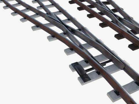 रेलवे ट्रैक और रेल पटरियों का एक सेट 3D मॉडल