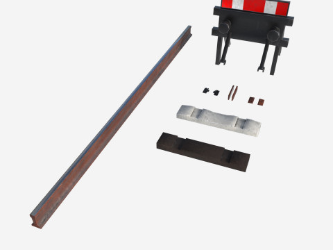 Набір залізничних колій і рейок 3D Модель