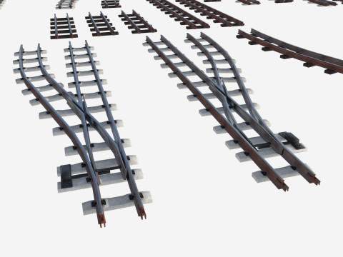 Набір залізничних колій і рейок 3D Модель