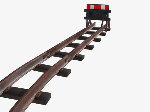 रेलवे ट्रैक और रेल पटरियों का एक सेट 3D मॉडल