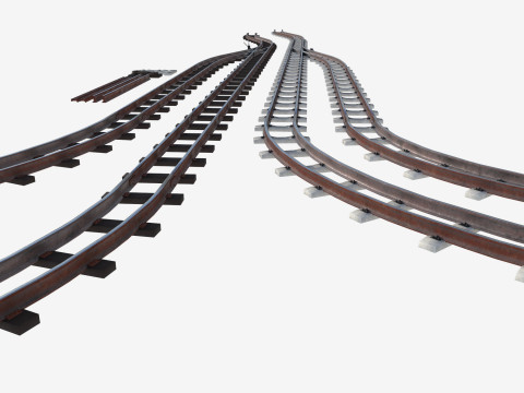 Набір залізничних колій і рейок 3D Модель
