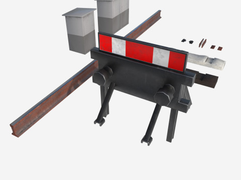 A set of electrified railway tracks and rails 3D मॉडल