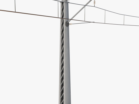 A set of electrified railway tracks and rails 3D मॉडल