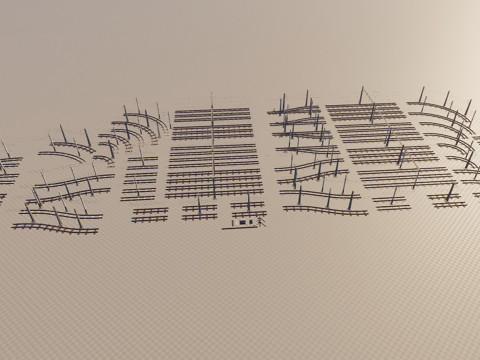 A set of electrified railway tracks and rails 3D मॉडल