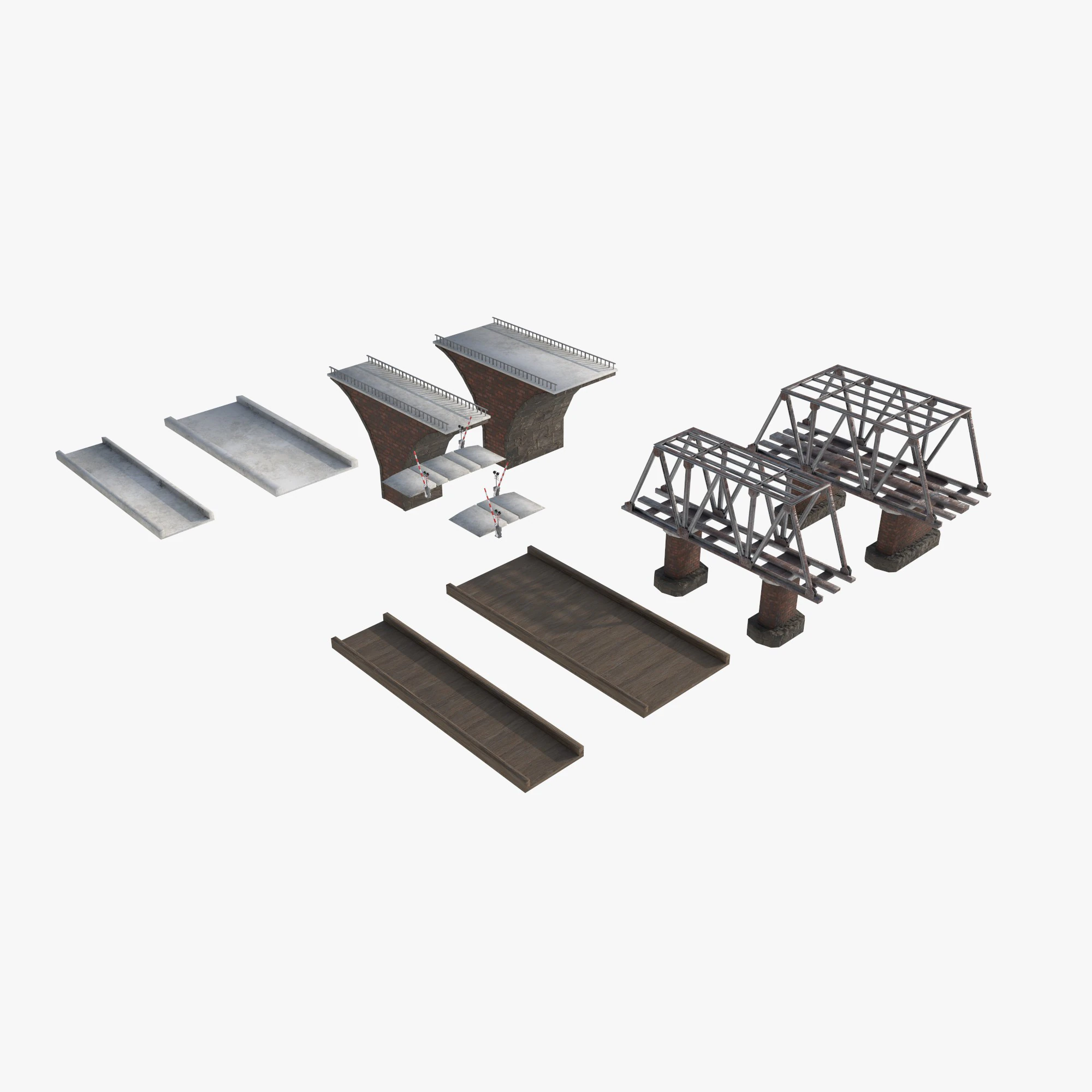 A set of railway bridges 3D Model .c4d .max .obj .3ds .fbx .stl .blend 