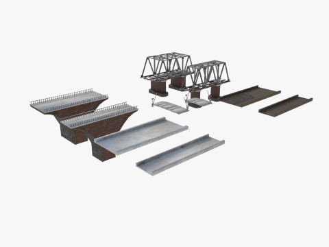 Um conjunto de pontes ferroviárias Modelo 3D
