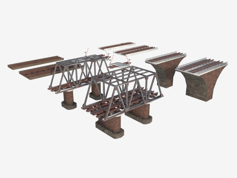 Um conjunto de pontes ferroviárias Modelo 3D